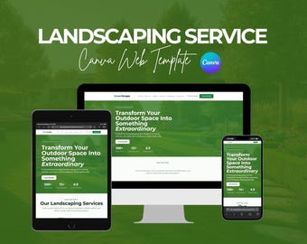 Landschaftsbau Business Canva Website Template, Rasenpflege Landing Page