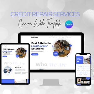 Credit Repair Canva Website Template: Modern Finance Design
