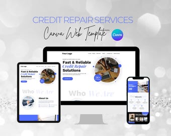 Credit Repair Canva Website Template: Modern Finance Design