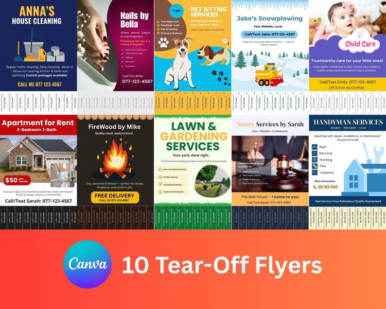 Tear-Off Flyer Template Bundle: Small Business Marketing (Canva) image 1
