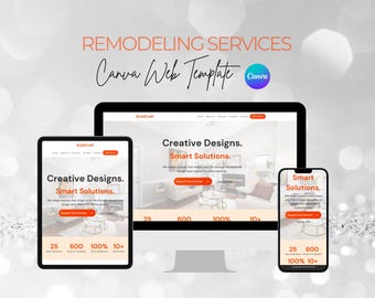 Home Renovation Website Template Canva | Remodeling Contractor Web Design | Construction Company Template