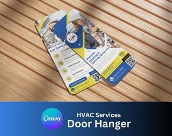 HVAC Door Hanger Template | Heating & Cooling Services Marketing Flyer | Editable Canva Template