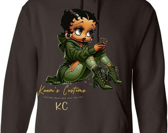 Hooded Sweatshirt &quot;Black/Latina Betty Boop Green&quot;