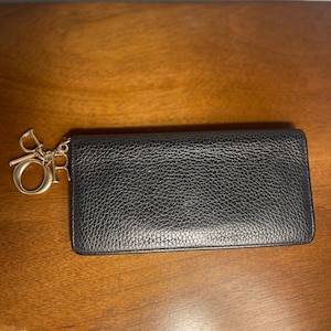 Authentic Christian Dior Black Pebbled Leather Wallet
