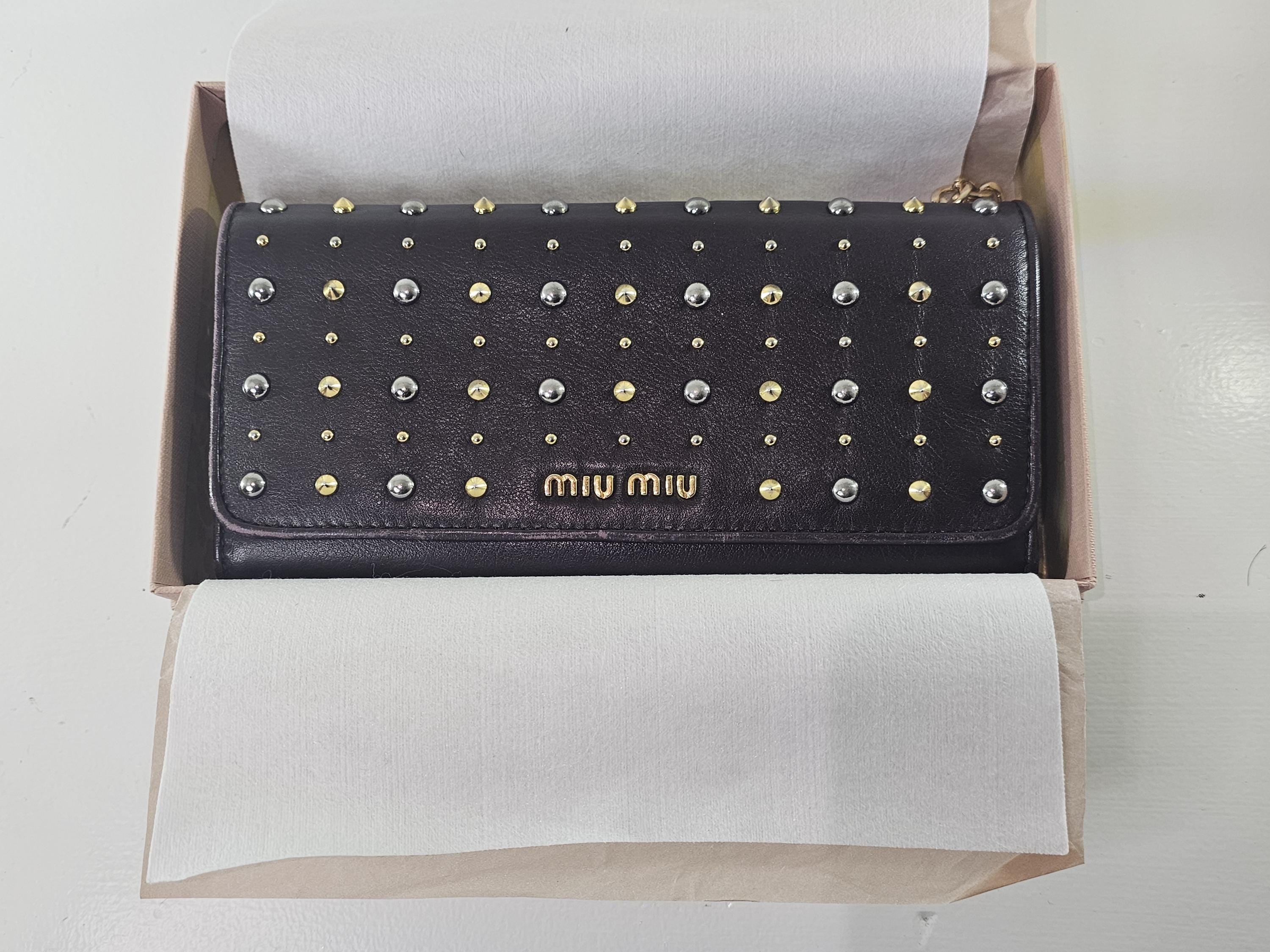 Authentic Miu Miu Studded Long Wallet - Etsy Authentic Miu Miu Studded Long Wallet - Etsy