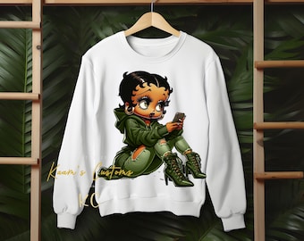 Rundkragetröja "Svart/Latina Betty Boop Grön"