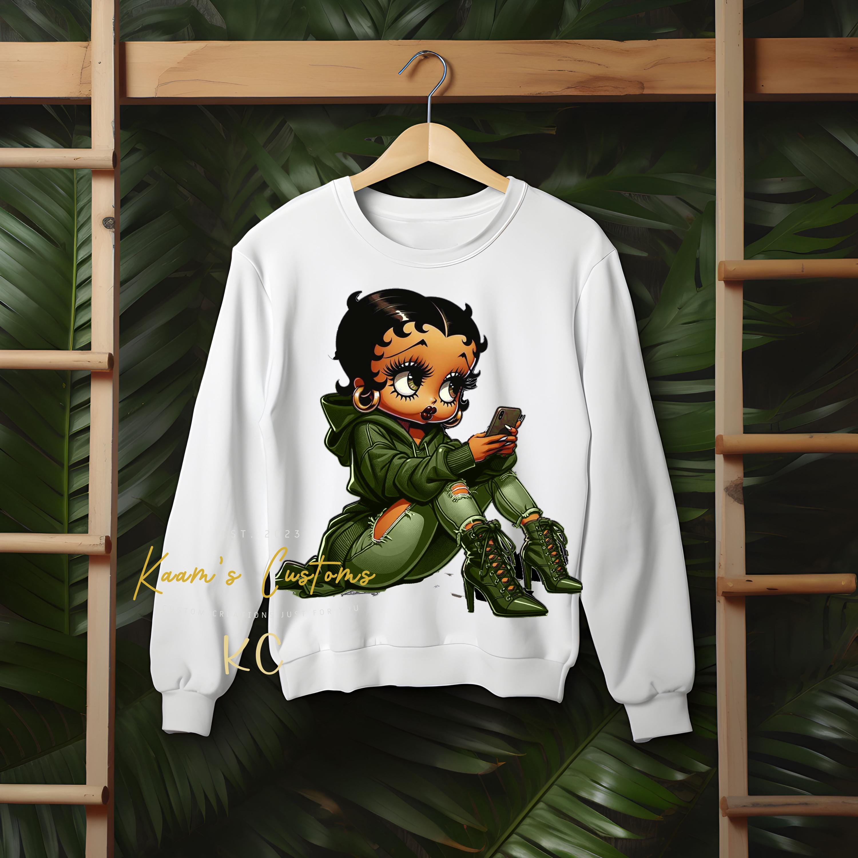 betty boop ベティちゃんトレーナー総柄ジャングルusedインパクト大 Betty Boop - ベティちゃんトレーナー 美品 フリーサイズの通販 by