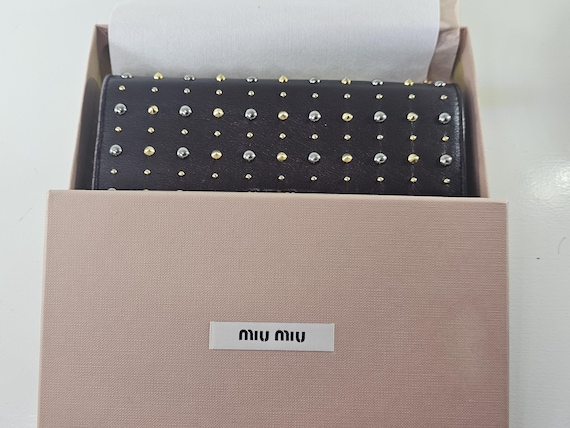 Authentic Miu Miu Studded Long Wallet - Etsy Authentic Miu Miu Studded Long Wallet - Etsy