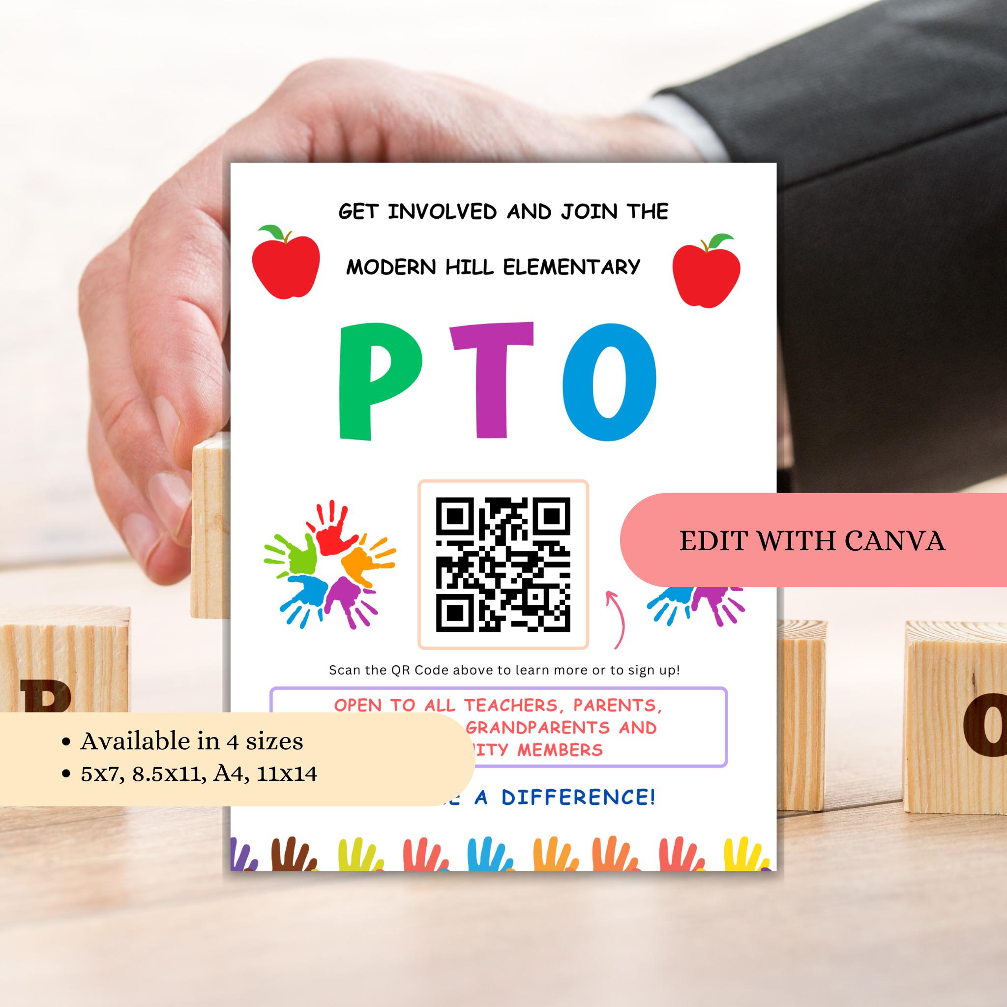 PTO Recruitment Flyer Template - Editable Canva Template - Join the Pta ...