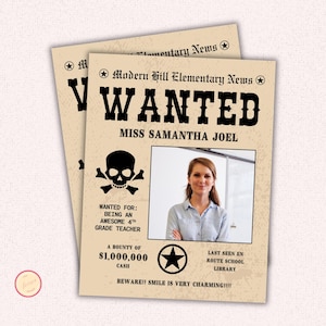 Wild West Wanted Reward Poster, Editable Western Theme Teacher Staff Appreciation Week, Printable Template Instant download