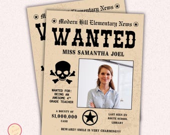 Wild West Wanted Reward Poster, Editable Western Theme Teacher Staff Appreciation Week, Printable Template Instant download
