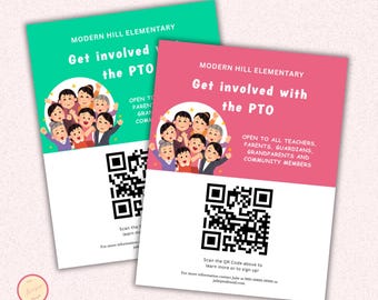 School Recruitment Flyer Template  - Editable Canva Template - Join the Pta or Pto Flyer w/QR Code - School PTA Volunteer Recruitment - PT56