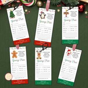 Weihnachten geben Baum Tags Vorlage, Spielzeug Stick, Schule, Kirche, Gemeinschaft Urlaub Engel Baum Geschenkanhänger, Spendenzettel, Charity Event