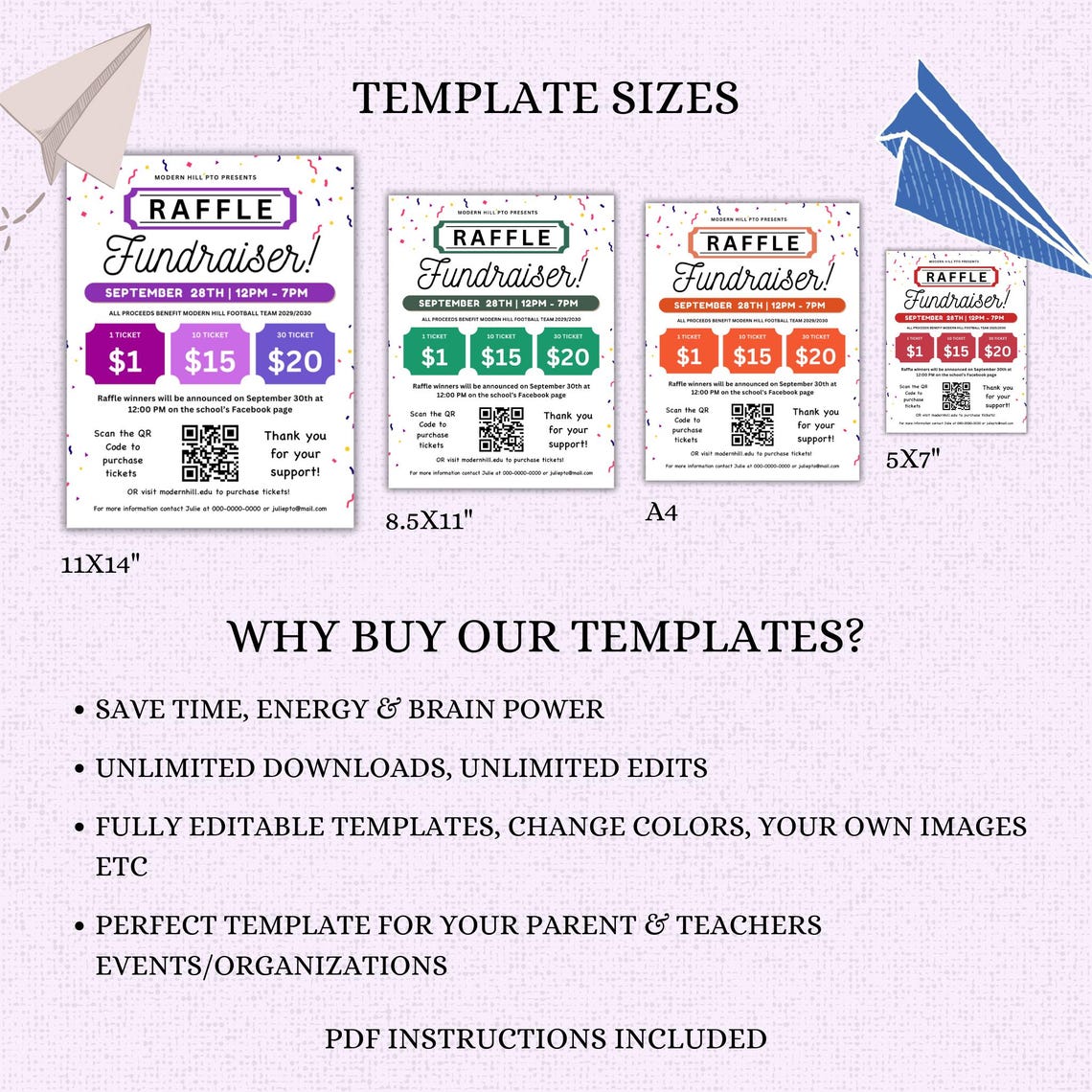 Pto Day Raffle Editable Raffle Fundraiser Templates Flyer, Raffle Ticket Fundraiser ...
