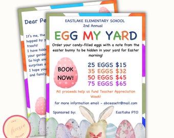 Editable Egg My Yard Template - Easter Fundraiser Flyer Printable - You’ve Been Egged Fundraiser Flyer - Easter Bunny Letter - PTO, Church