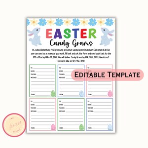 Bewerkbare sjabloon Easter Candy Gram Flyer - Fundraiser Event Easter Candy Gram - PTO - School, non-profit kerkgemeenschap