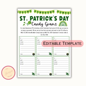 St. Patrick&#39;s Day Candy Gram Flyer bewerkbare sjabloon