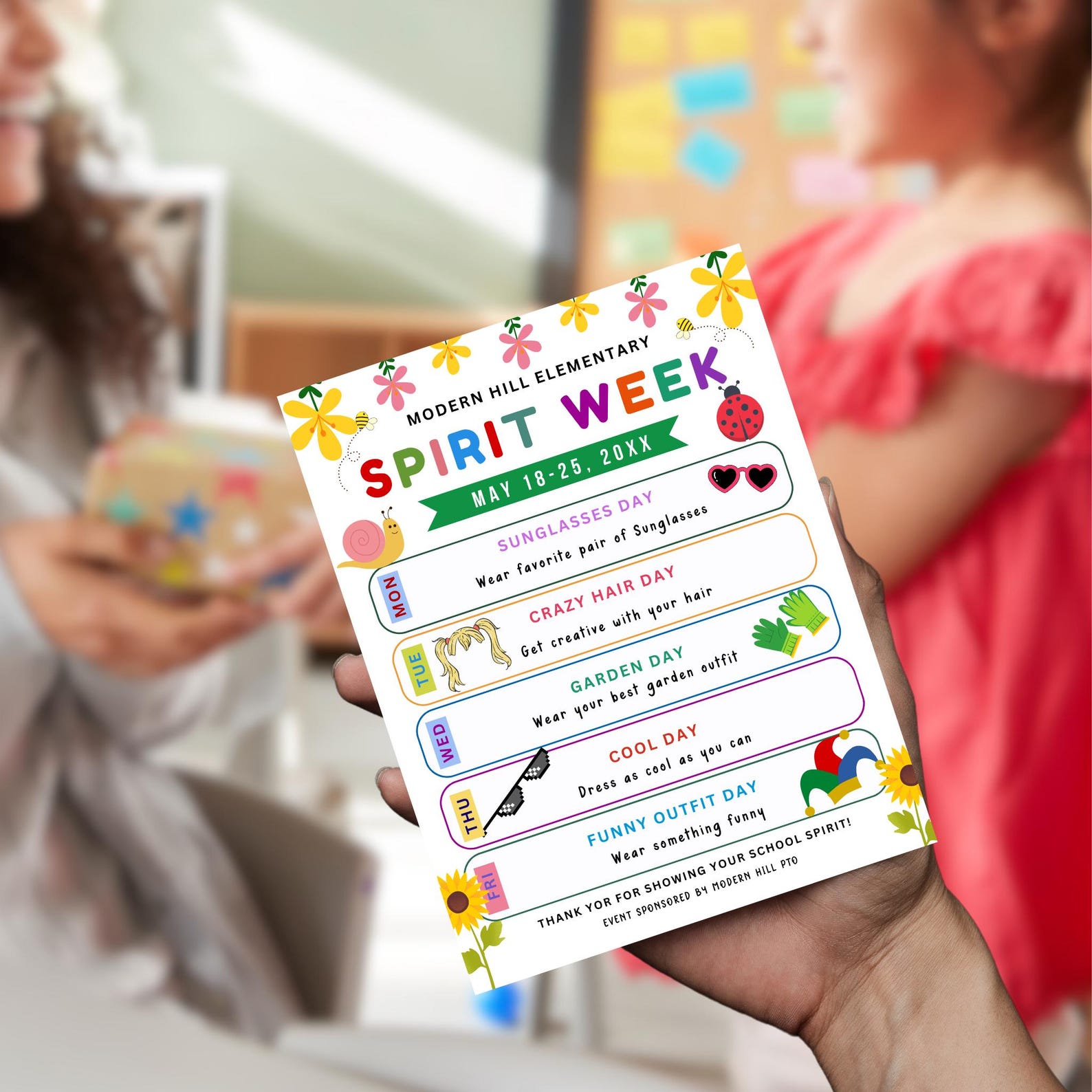 Spring Spirit Week Flyer Template, Editable School Spirit Schedule ...