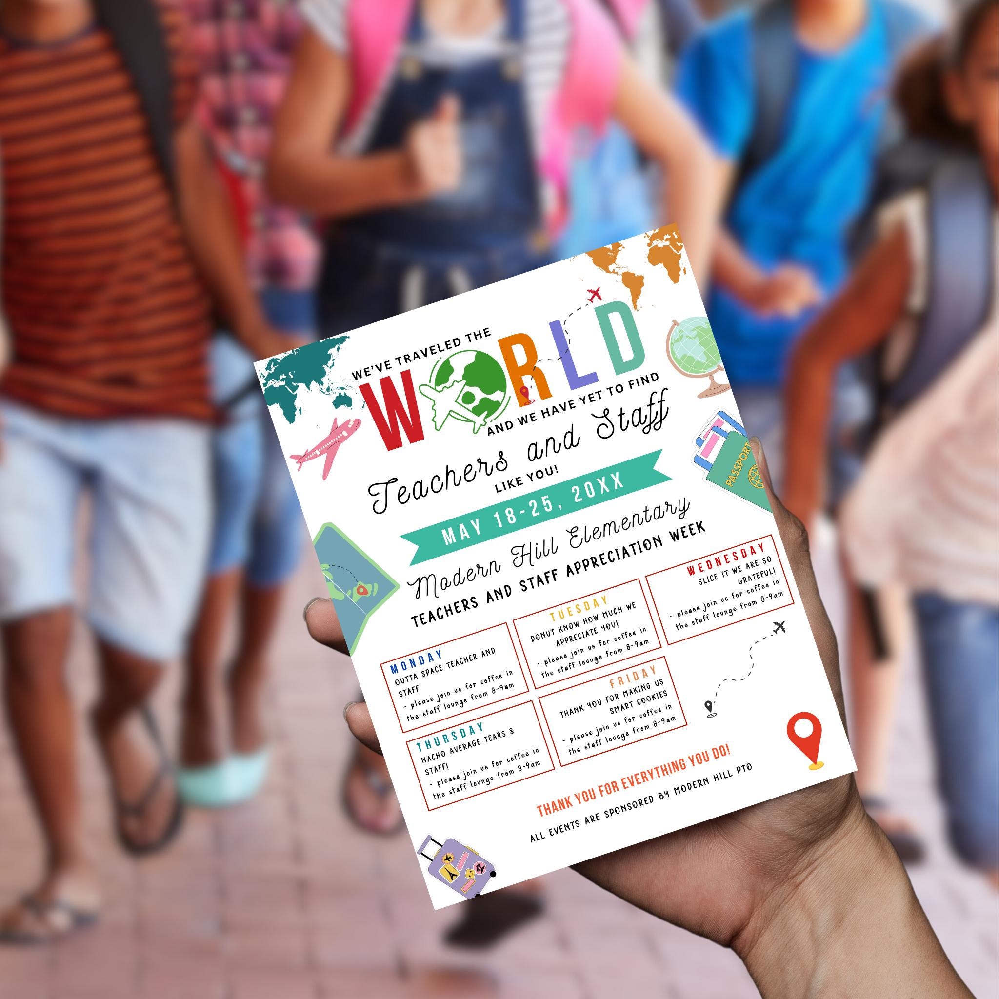 International-themed Teacher Appreciation Week Flyer, Around the World ...