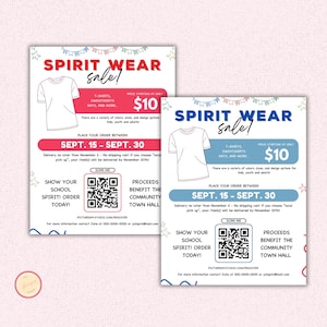 School Spirit Wear Sale Flyer, Editable School Spirit Wear Fundraiser, Editable School Fundraiser School PTO PTA Event, Canva Template