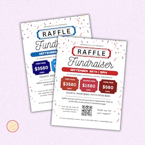 Bearbeitbare Raffle Fundraiser Vorlagen Flyer, Cash Raffle Flyer, Raffle Ticket Fundraiser Flyer, PTO Church School Charity Event