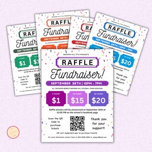 Bearbeitbare Raffle Fundraiser Vorlagen Flyer, Raffle Ticket Fundraiser Flyer, Cash Raffle Flyer, PTO Church School Charity Event