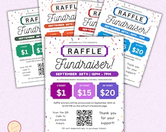 Editable Raffle Fundraiser Templates Flyer, Raffle Ticket Fundraiser Flyer, Cash Raffle Flyer, PTO Church School Charity Event