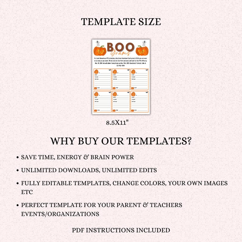 Halloween Boo Gram Flyer Template Halloween Candy Gram Editable Pto Pta ...