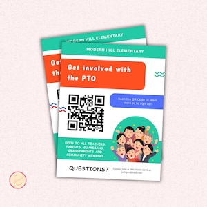 Editable School Recruitment Flyer Template  - Canva Template - Join the Pta or Pto Flyer w/QR Code - School PTA Volunteer Recruitment - PT56