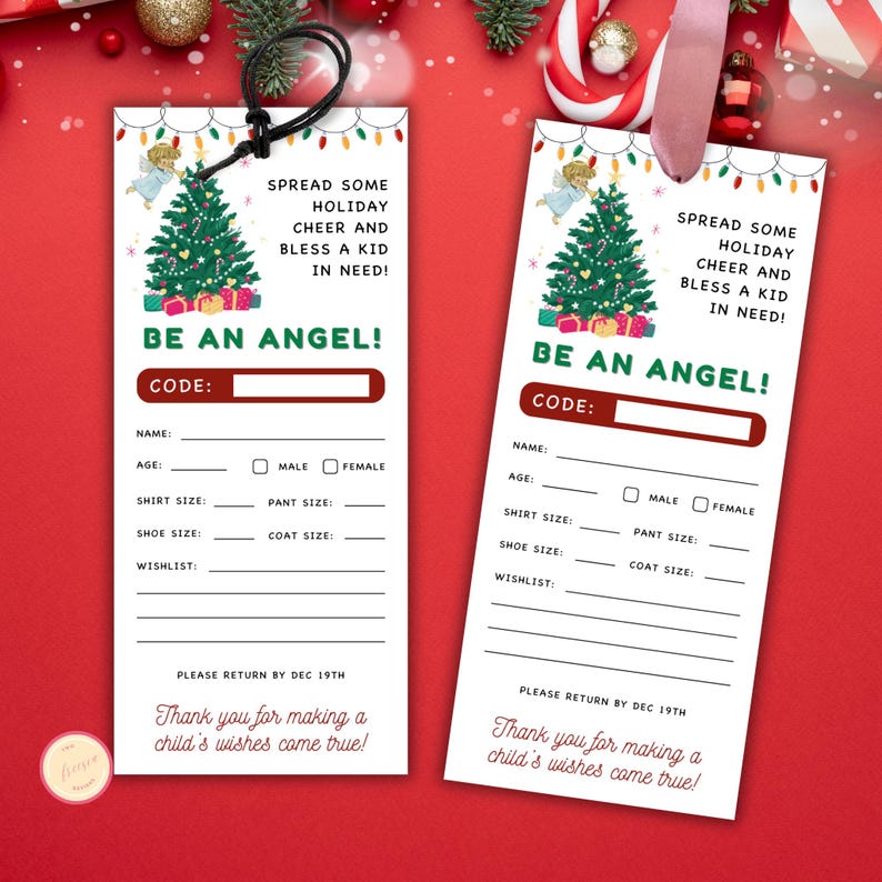Christmas Be an Angel Tag Template, Toy Drive, School, Church ...