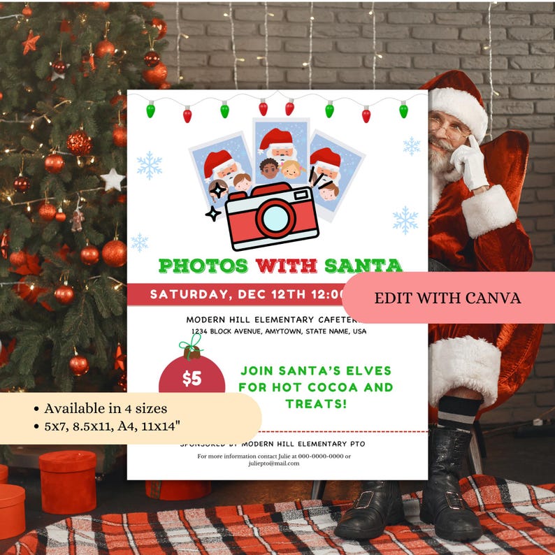 Editable Photos With Santa Flyer Template, Pictures With Santa ...