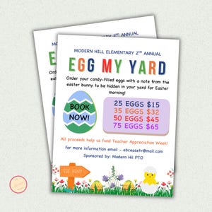 Bewerkbare Egg My Yard-sjabloon, afdrukbare paasinzamelingsflyer, poster You&#39;ve Been Egged, paashaas PTO, kerk, schoolevenement