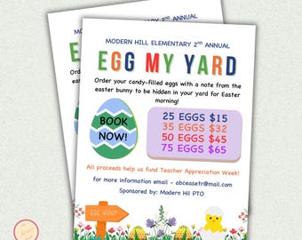 Editable Egg My Yard Template, Easter Fundraiser Flyer Printable, You’ve Been Egged Poster,  Easter Bunny PTO, Church, School Event