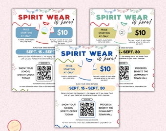Schule Spirit Wear Flyer, bearbeitbare Schule Spirit Wear Verkauf Fundraiser, bearbeitbare Schule Geldbeschaffer Schule PTO PTA Ereignis, Canva Vorlage