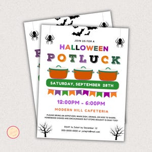 Halloween Potluck Flyer Template, Appreciation Luncheon Invitation, Office, School Party Potluck Flyer