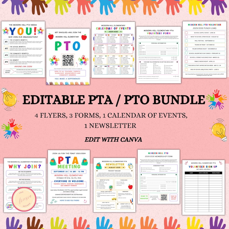 PTO PTA Flyer/form Template Bundle - Editable Canva Recruitment ...
