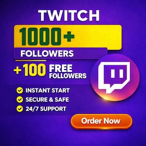 1000 Twitch Followers + 100 Free Followers | Channel Growth Service | No Login Required | Digital Services