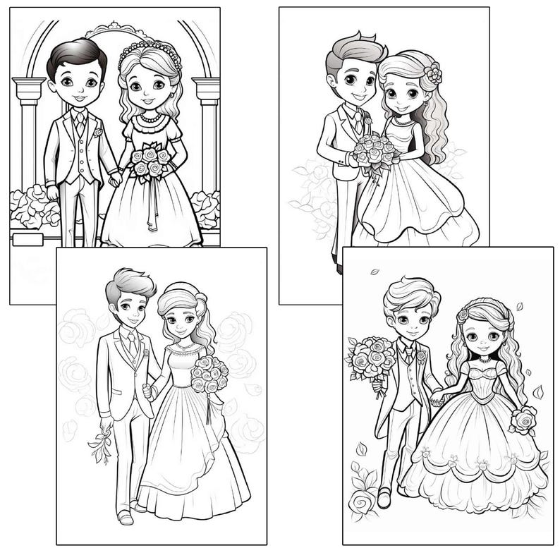 Wedding Coloring Pages for Kids Fun and Creative Activity Etsy