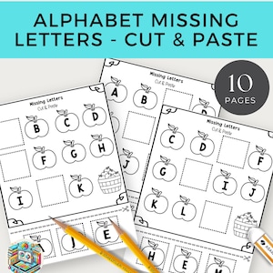 Letras faltantes del alfabeto - Cortar y pegar