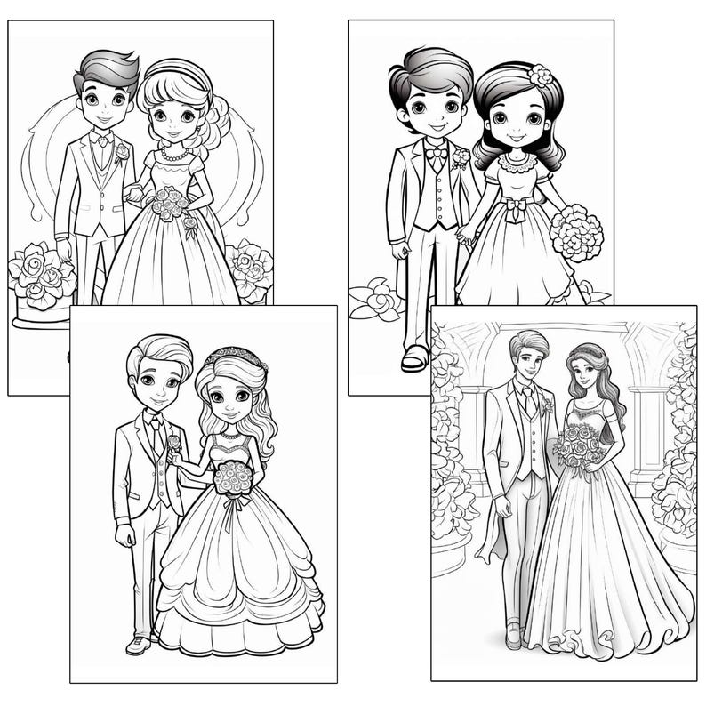 Wedding Coloring Pages for Kids Fun and Creative Activity Etsy