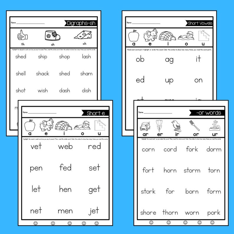 Phonics Fluency Word Lists With Vowel Helper | CVC, Blends, Digraphs ...