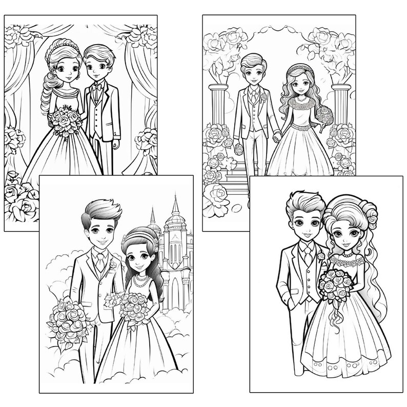 Wedding Coloring Pages for Kids Fun and Creative Activity Etsy