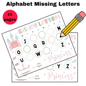Alfabeto: Letras que faltan (tema de princesa)