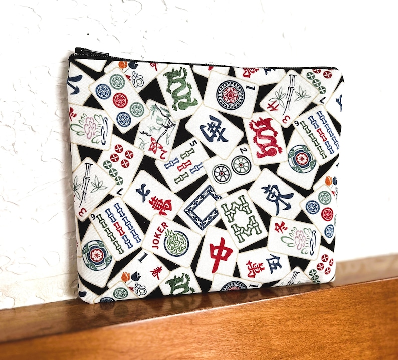 Mah Jongg Pouch, Zipper Pouch, Pouch, Fabric Pouch, Mothers Day Gift, Coin Purse, Change Pouch, BFF Gift, Zipper Case, Mah Jongg Tiles Case image 7