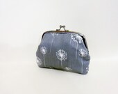 Metal Frame Pouch Coin Purse Small Pouch Grey Dandelions