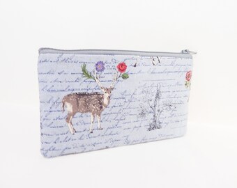Gift for Women/ Deer Christmas Gift for Her/ Make Up Bag/ Pencil Case/ Gift for Sister/ Gift for Mom/ Gift for Girlfriend/ BFF Gift/ Pouch
