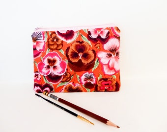 Pencil Case/ Make Up Bag/ Zipper Pouch/ Gift for Her/ Floral Gift for Mom/ Gift for Women/ Teacher Gift/ Birthday Gift/ Girlfriend Gift