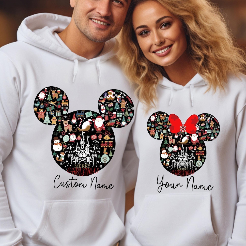 Disney Christmas Hoodie, Custom Christmas Hoodie, Minnie Christmas Hoodie, Christmas Trip Hoodie, Disneyland Christmas Couple Hoodie Teeshirtsummer