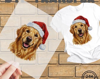 Christmas Golden Retriever DTF Transfer,Ready to Press, Trendy Christmas, DTF Christmas, Dog Mom, Dog Lover, Custom Dtf Transfers