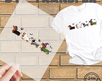 Halloween Dachshund DTF Transfer: Witch, Mummy & Pumpkin Dogs